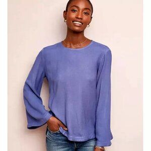 Cloth & Stone for Anthropologie Periwinkle Blue Bell Sleeve Blouse/Top Boho S